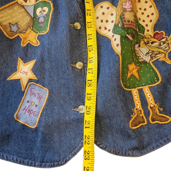 The Quacker Factory Women's Vest Sleeveless Denim Blue Angels Size Large. - Picture 7 of 9